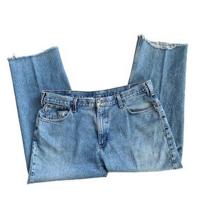 Vintage Carhartt Men's Workwear Light Wash Relaxed Fit Raw Hem Denim Jeans